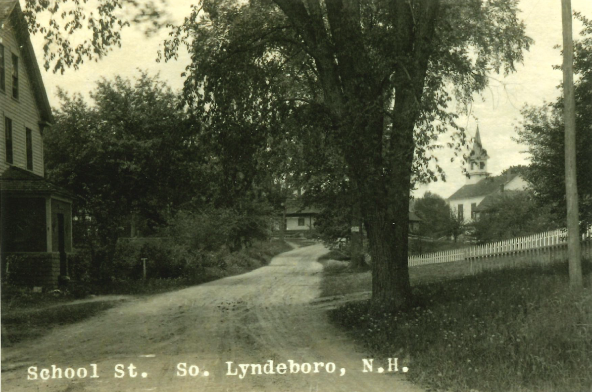 Black and white photo marked School Street